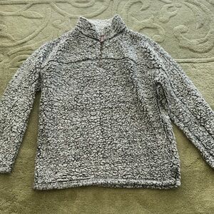 True Grit Gray Sherpa Zip-Up Pullover